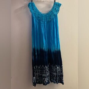 Shoreline Womens Beach Cover Up Mini Dress S M Bust 36 Teal Turquoise Dark Blue